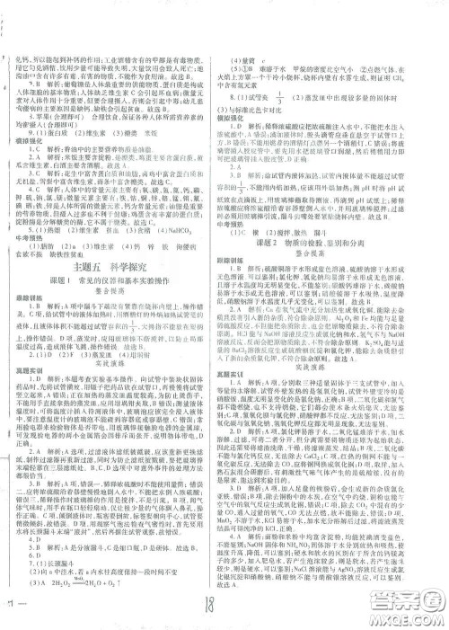 河北少年儿童出版社2021世超金典中考金钥匙中考总复习用书化学河北专用版答案