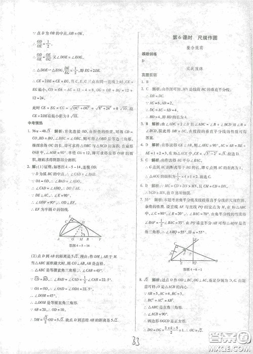 河北少年儿童出版社2021世超金典中考金钥匙中考总复习用书数学河北专用版答案