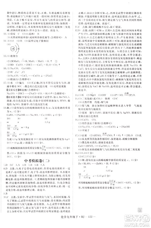 延边大学出版社2021新领程初中化学九年级下册RJ人教版答案