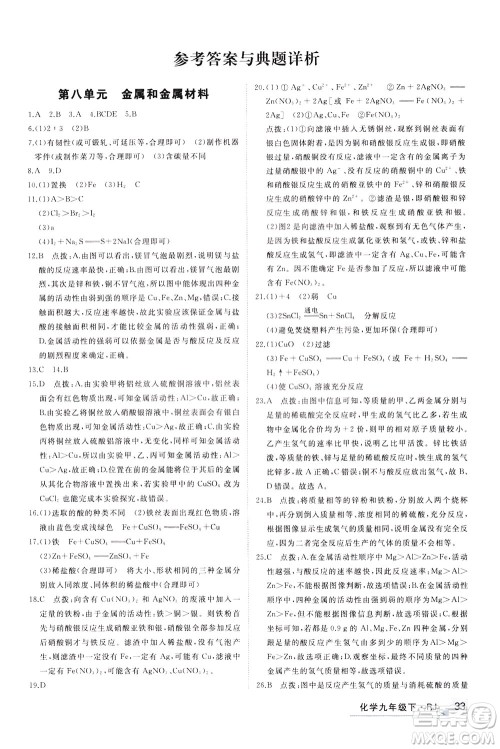 延边大学出版社2021新领程提分特训初中化学九年级下册RJ人教版答案