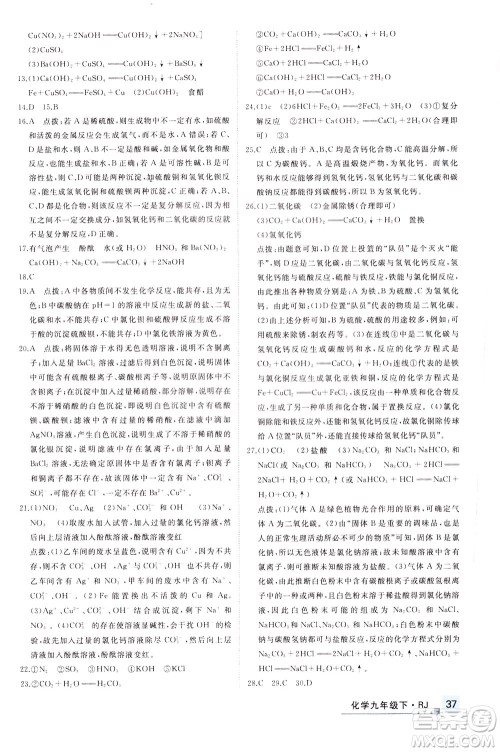 延边大学出版社2021新领程提分特训初中化学九年级下册RJ人教版答案