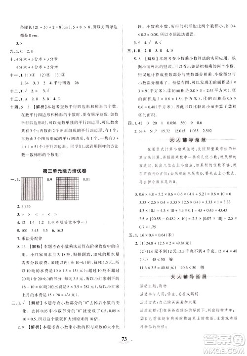 江西人民出版社2021春王朝霞培优100分数学四年级下册BS北师大版答案