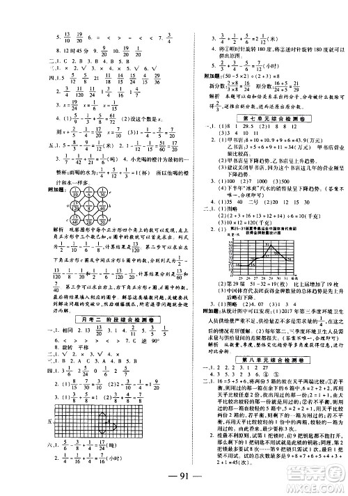 天地出版社2021名师优题小学系列卷数学五年级下册RJ人教版答案