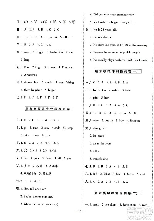 天地出版社2021名师优题小学系列卷英语六年级下册PEP人教版答案 天地出版社2021名师优题小学系列卷英语六年级下册PEP人教版答案