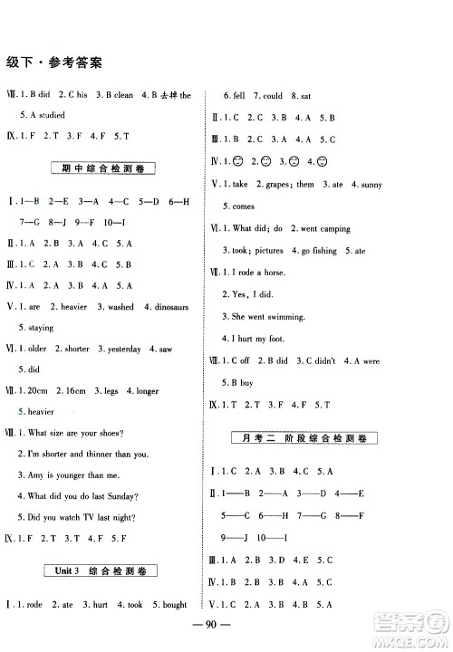 天地出版社2021名师优题小学系列卷英语六年级下册PEP人教版答案 天地出版社2021名师优题小学系列卷英语六年级下册PEP人教版答案