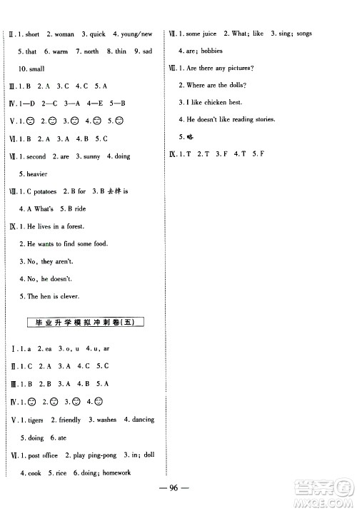 天地出版社2021名师优题小学系列卷英语六年级下册PEP人教版答案 天地出版社2021名师优题小学系列卷英语六年级下册PEP人教版答案