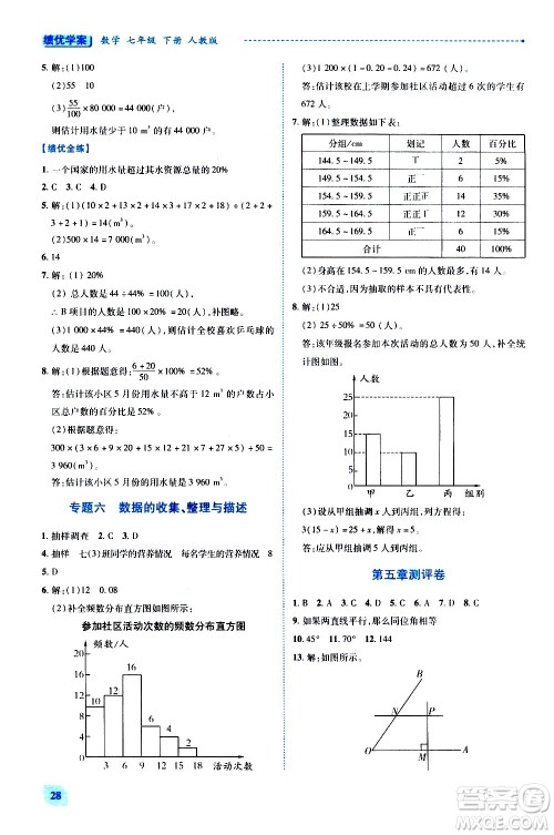 陕西师范大学出版总社有限公司2021绩优学案数学七年级下册人教版答案