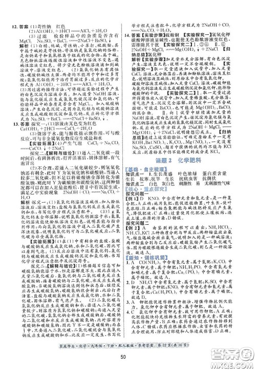 贵州人民出版社2021家庭作业九年级化学下册人教版答案