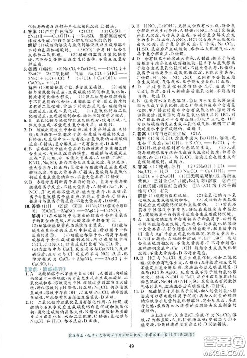 贵州人民出版社2021家庭作业九年级化学下册人教版答案