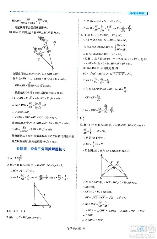 陕西师范大学出版总社有限公司2021绩优学案数学九年级下册人教版答案