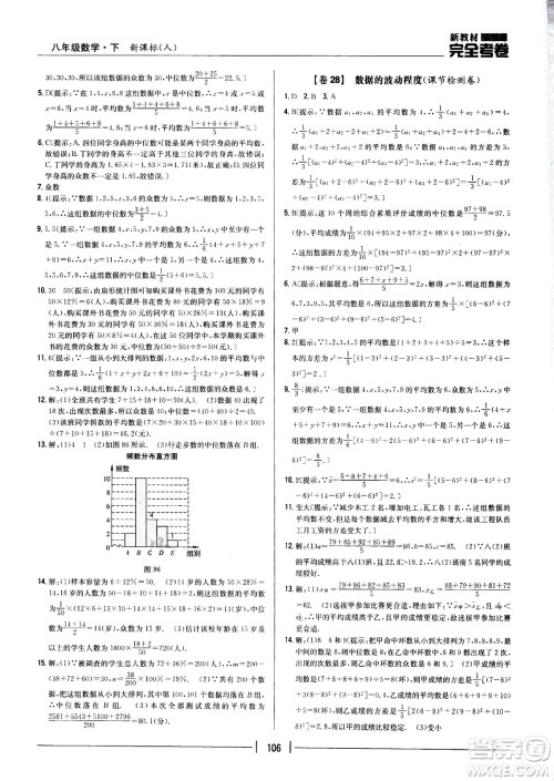 吉林人民出版社2021新教材完全考卷八年级数学下新课标人教版答案