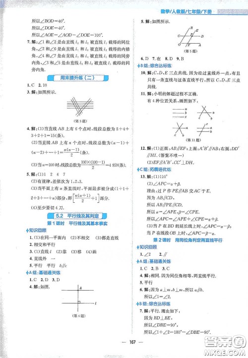 安徽教育出版社2021新编基础训练七年级数学下册人教版答案