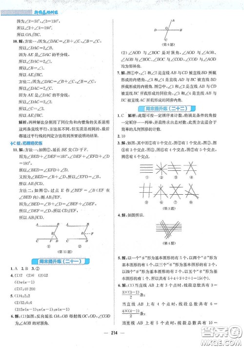 安徽教育出版社2021新编基础训练七年级数学下册通用版S答案
