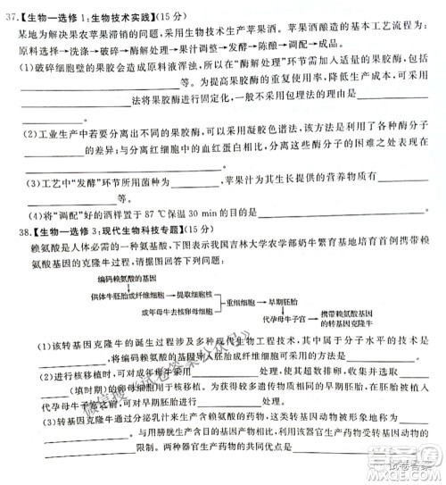2021年晋中三模高三理科综合试题及答案 2021年晋中三模高三理科综合试题及答案