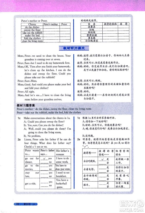 吉林人民出版社2021新教材完全解读英语八年级下新目标人教版答案