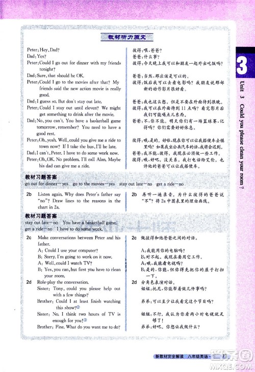 吉林人民出版社2021新教材完全解读英语八年级下新目标人教版答案