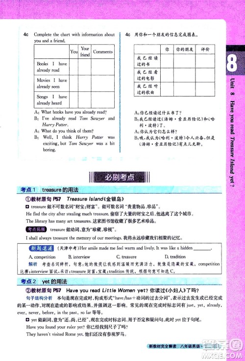 吉林人民出版社2021新教材完全解读英语八年级下新目标人教版答案