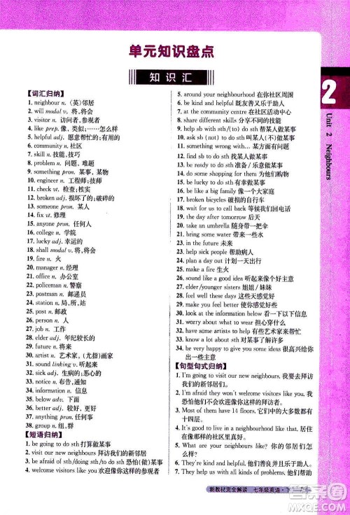 吉林人民出版社2021新教材完全解读英语七年级下新课标译林版答案