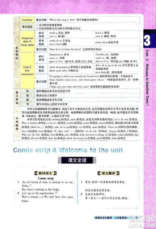 吉林人民出版社2021新教材完全解读英语七年级下新课标译林版答案