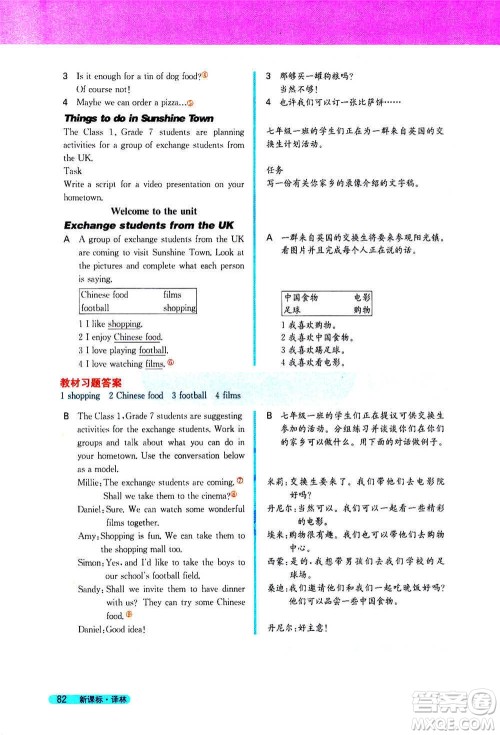 吉林人民出版社2021新教材完全解读英语七年级下新课标译林版答案