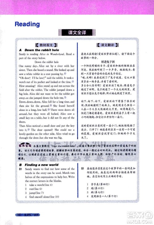 吉林人民出版社2021新教材完全解读英语七年级下新课标译林版答案