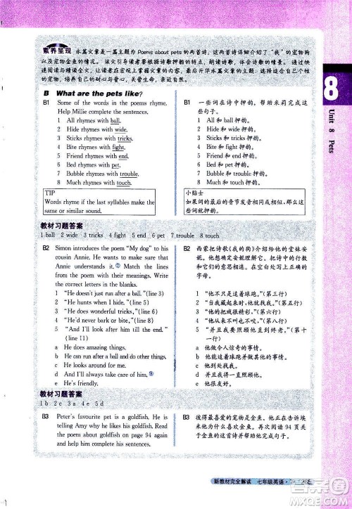 吉林人民出版社2021新教材完全解读英语七年级下新课标译林版答案