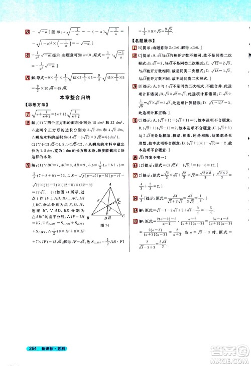 吉林人民出版社2021新教材完全解读数学八年级下新课标苏科版答案 吉林人民出版社2021新教材完全解读数学八年级下新课标苏科版答案