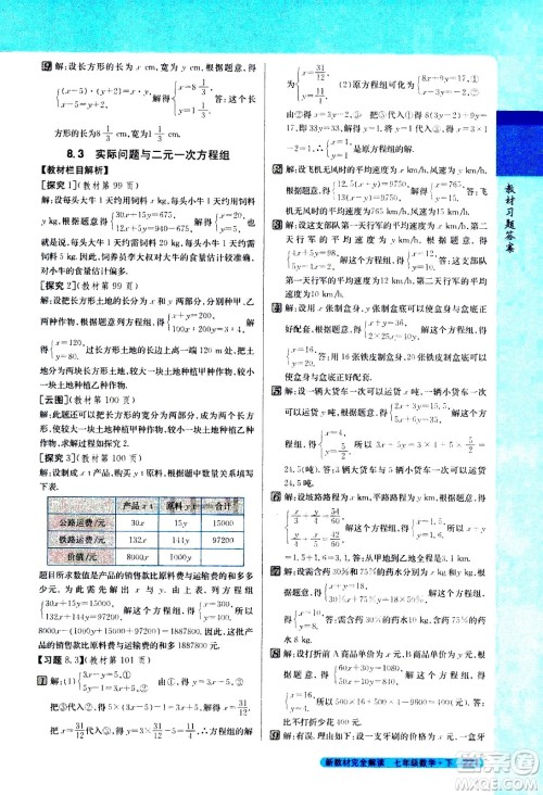 吉林人民出版社2021新教材完全解读数学七年级下新课标人教版答案 吉林人民出版社2021新教材完全解读数学七年级下新课标人教版答案