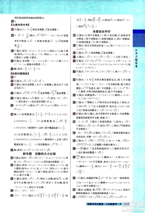 吉林人民出版社2021新教材完全解读数学七年级下新课标人教版答案 吉林人民出版社2021新教材完全解读数学七年级下新课标人教版答案