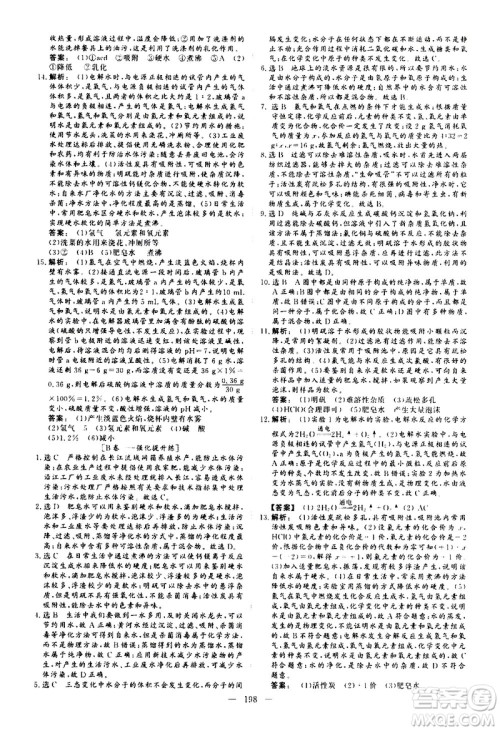 山东美术出版社2021新中考集训中考总复习化学九年级通用版答案