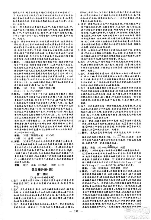 山东美术出版社2021新中考集训中考总复习化学九年级通用版答案