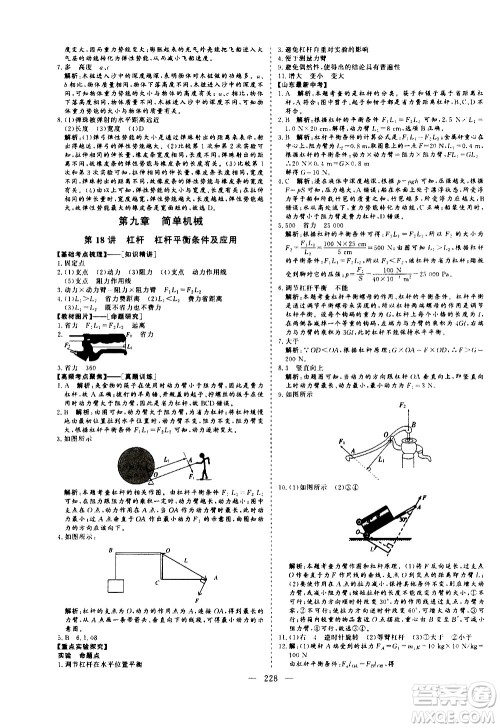 山东美术出版社2021新中考集训中考总复习物理九年级通用版答案