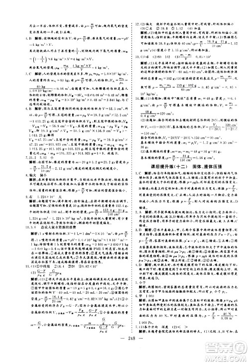 山东美术出版社2021新中考集训中考总复习物理九年级通用版答案