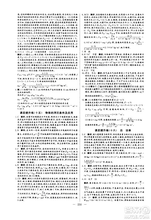 山东美术出版社2021新中考集训中考总复习物理九年级通用版答案