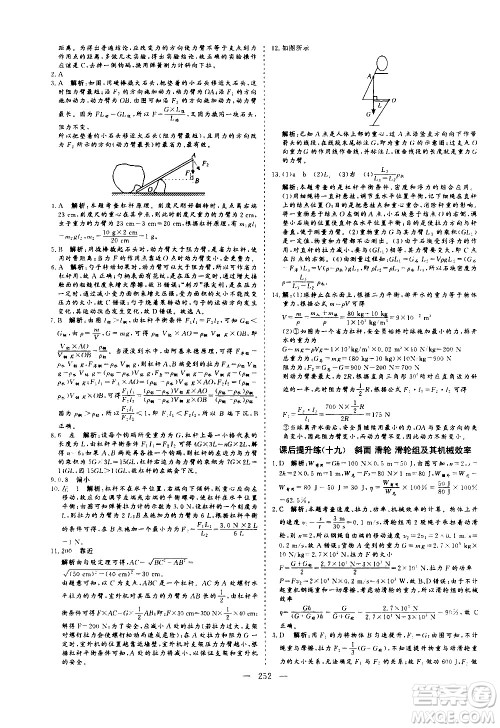 山东美术出版社2021新中考集训中考总复习物理九年级通用版答案