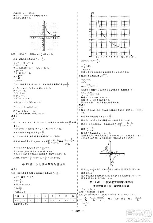 山东美术出版社2021新中考集训中考总复习数学九年级通用版答案