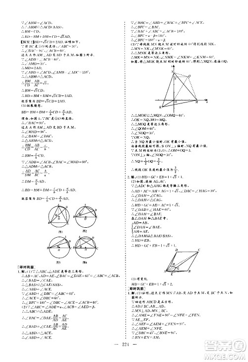 山东美术出版社2021新中考集训中考总复习数学九年级通用版答案