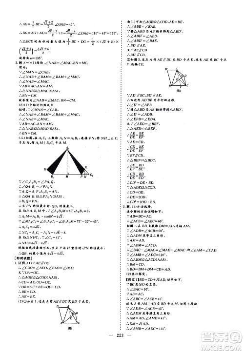 山东美术出版社2021新中考集训中考总复习数学九年级通用版答案