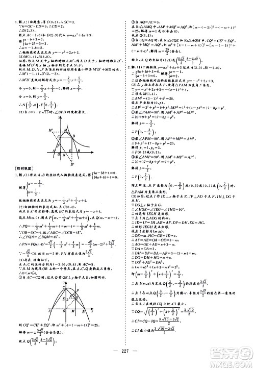 山东美术出版社2021新中考集训中考总复习数学九年级通用版答案