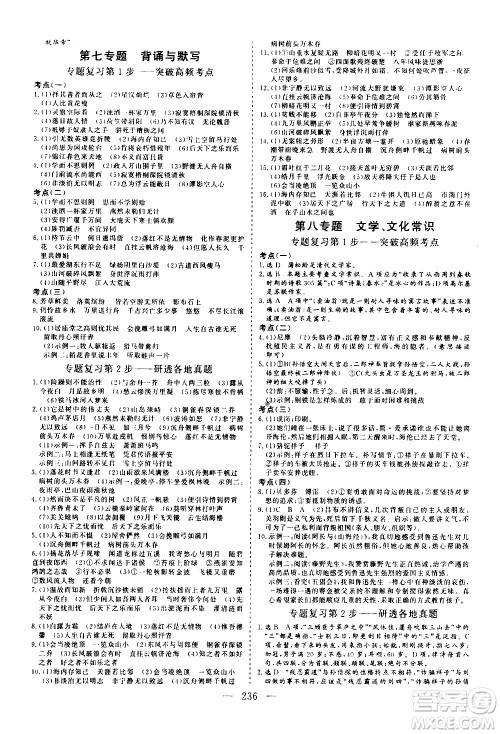 山东美术出版社2021新中考集训中考总复习语文九年级通用版答案