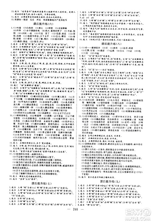 山东美术出版社2021新中考集训中考总复习语文九年级通用版答案