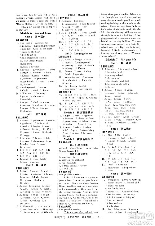 光明日报出版社2021全效学习课时提优英语七年级下册WY外研版A版答案 光明日报出版社2021全效学习课时提优英语七年级下册WY外研版A版答案