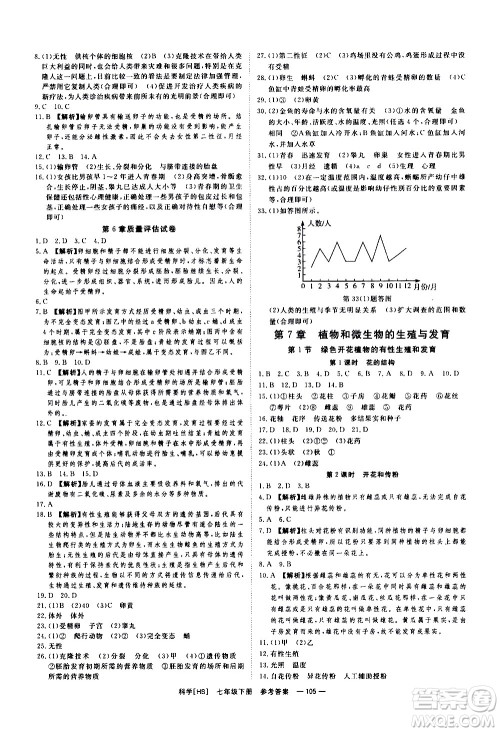 光明日报出版社2021全效学习课时提优科学七年级下册HS华师大版B版答案