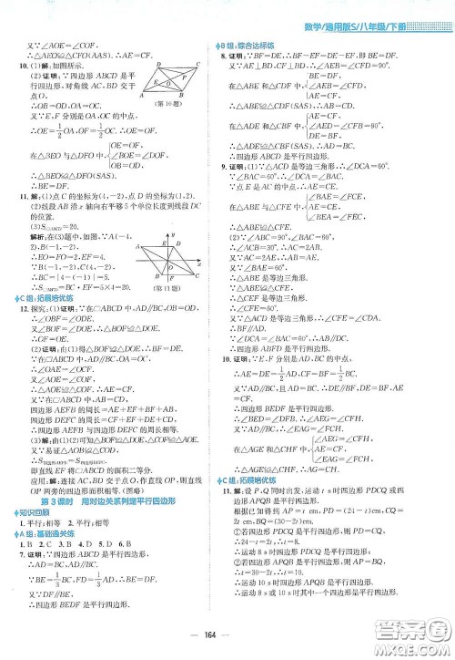 安徽教育出版社2021新编基础训练八年级数学下册通用版S答案