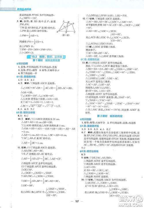 安徽教育出版社2021新编基础训练八年级数学下册通用版S答案