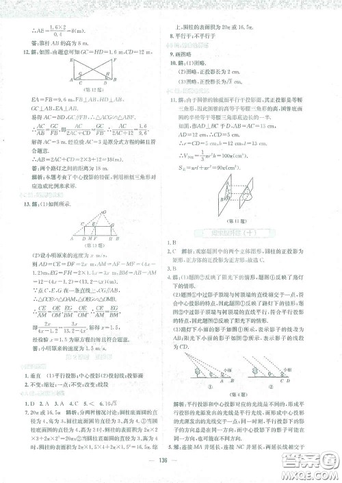 安徽教育出版社2021新编基础训练九年级数学下册通用版S答案