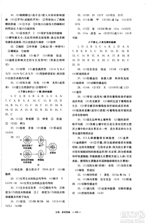 湖南师范大学出版社2021全效学习中考学练测听课讲义生物答案