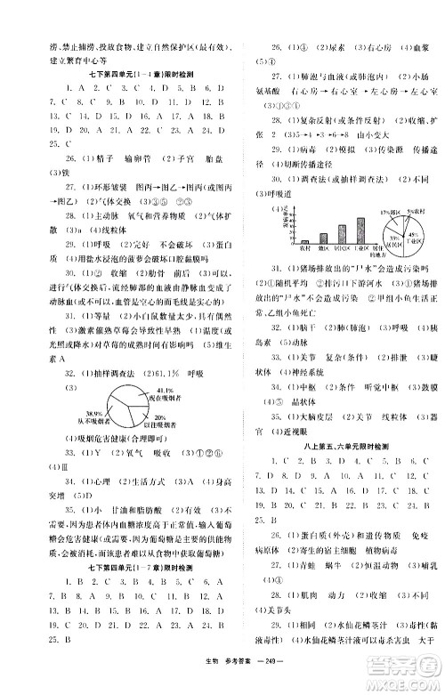 湖南师范大学出版社2021全效学习中考学练测听课讲义生物答案