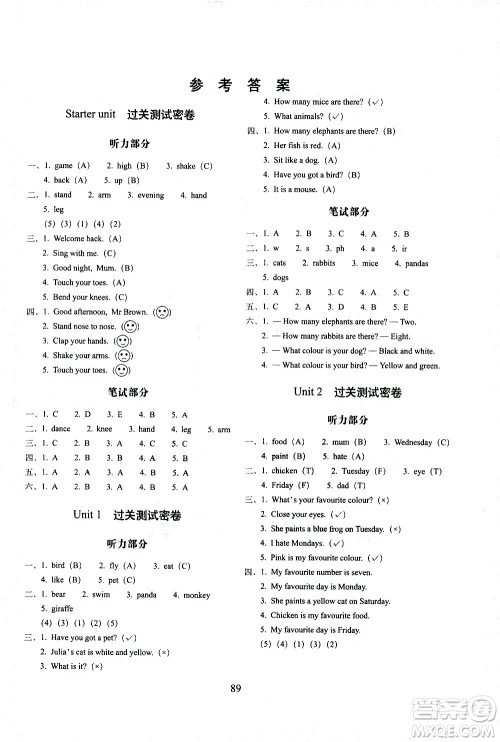 长春出版社2021春期末冲刺100分完全试卷英语三年级下册外研版武汉专版答案