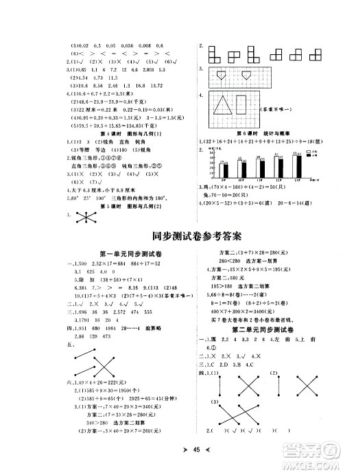 延边教育出版社2021全能检测数学四年级下册RJ人教版答案